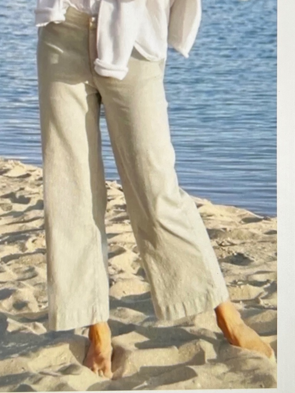 Frank & Eileen WEXFORD Wide Leg Linen Pants Cement Size 8